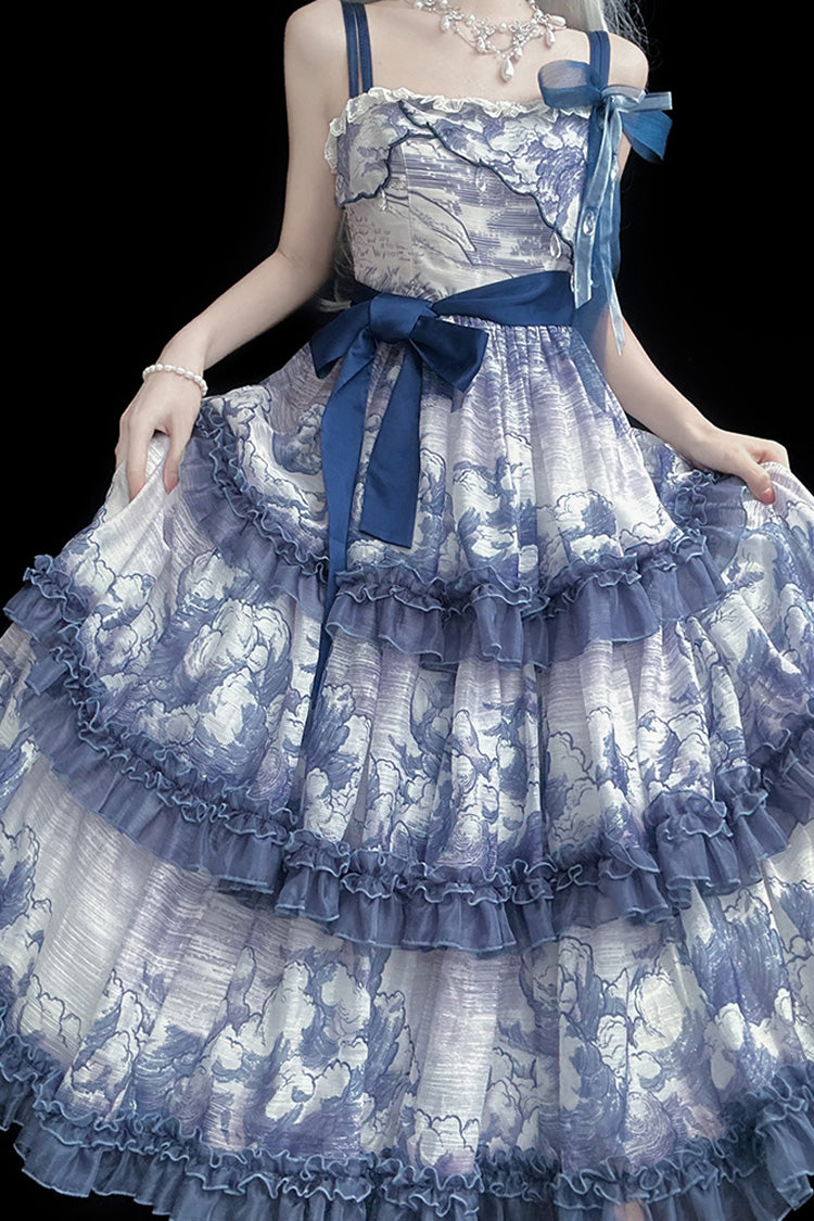 Lolita Jumper Skirt - Multi-color Multi-layer, Multi-Color, Bow Detail, Ruffled, Printed - additional product view 15