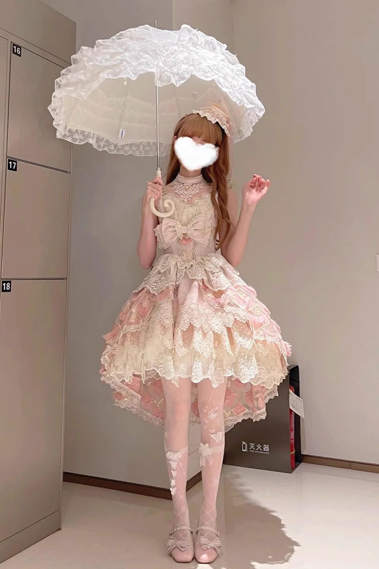 Lolita Jumper Skirt - Peacock Feather, Pink, Ruffled, Layered, Sweet Style - additional product view 15