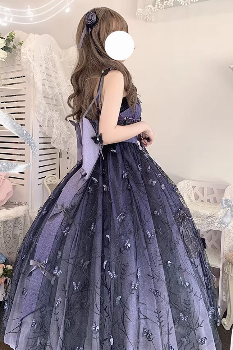 Lolita Jumper Skirt - Starry Night Solo, Purple, Sweet Style, Bow Detail, Lace Trim - additional product view 6