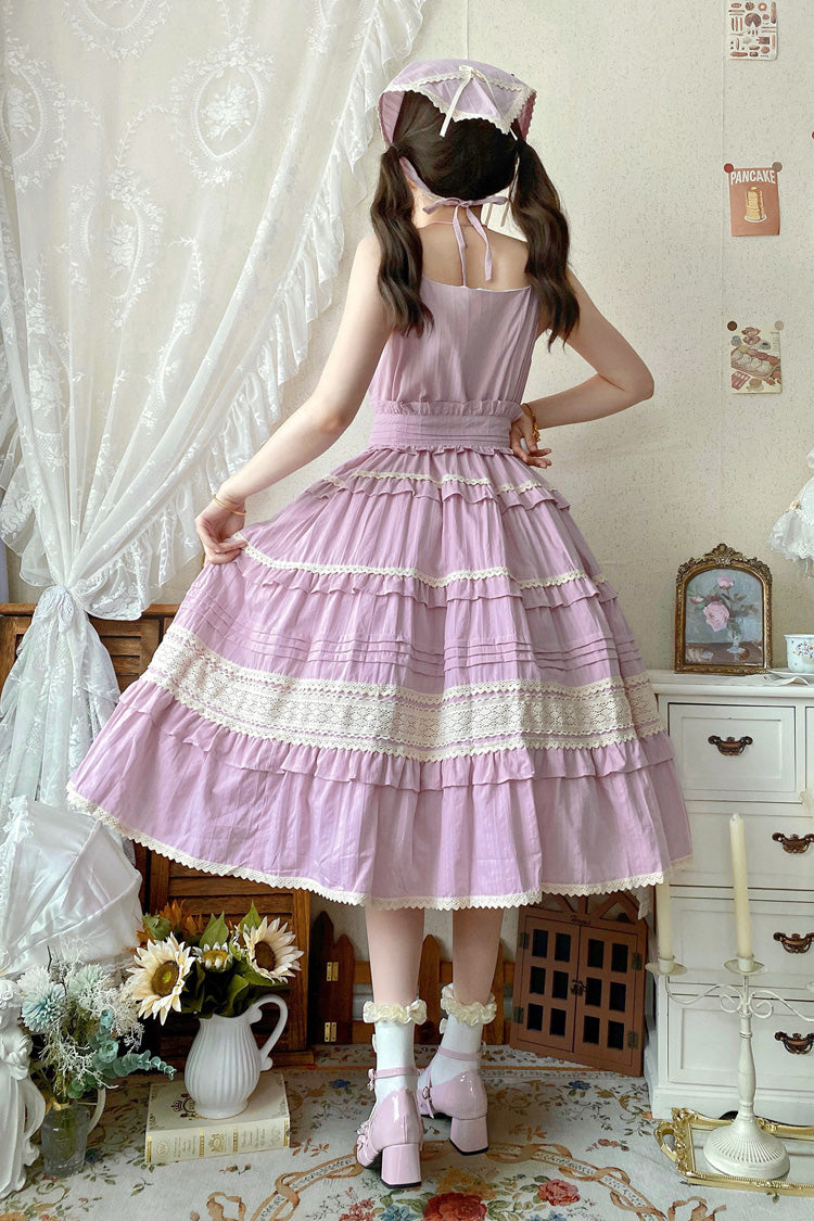 Lolita Jumper Skirt - Summer Flower Tea, 6 Colors, Sweet Style, Bow Detail, Lace Trim - additional product view 13