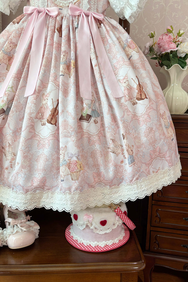 Lolita Jumper Skirt - Sweetheart Party, 3 Colors, Lace Trim, Ruffled, Printed - additional product view 15