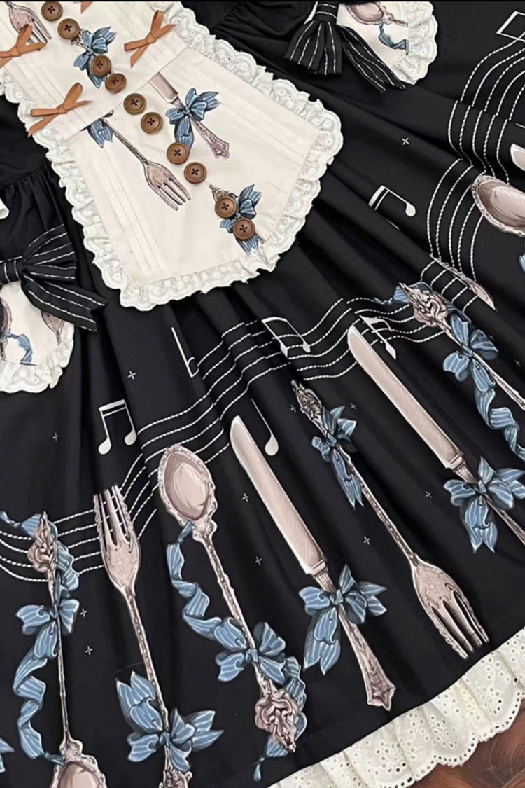 Lolita Jumper Skirt - The Witch’s Banquet, Blue, Embroidered, Sweet Style, Bow Detail - additional product view 5