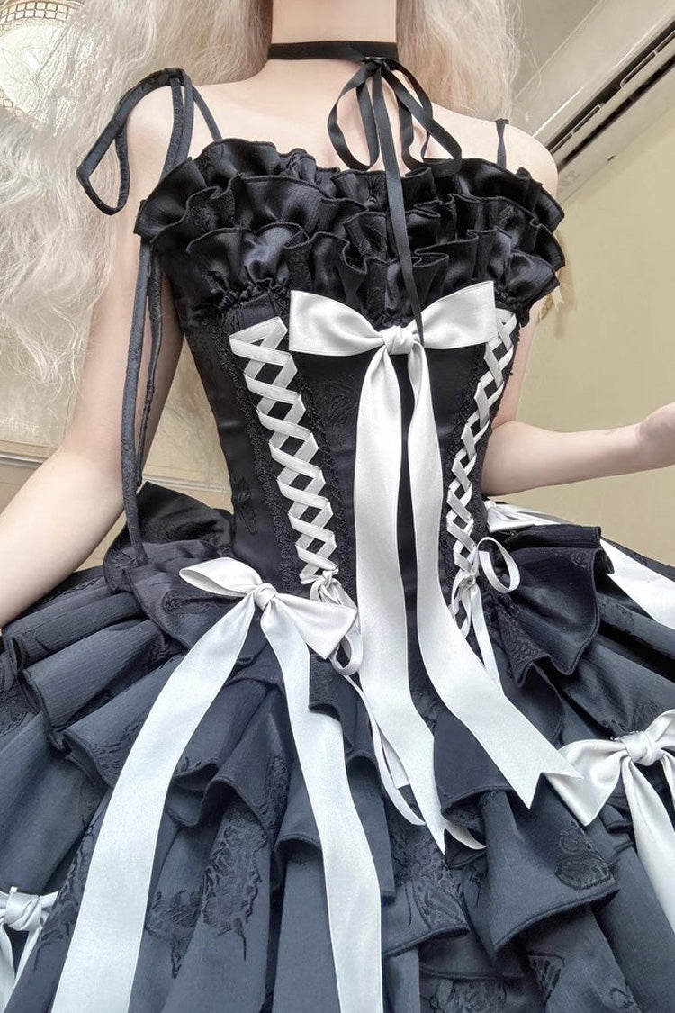 Lolita Jumper Skirt - Thousand Paper Cranes, 4 Colors, Layered, Lace-Up, Gothic Style - additional product view 9