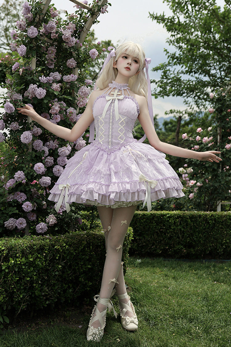 Lolita Jumper Skirt - Tube Top, Purple, Layered, Gothic Style, Bow Detail - additional product view 13