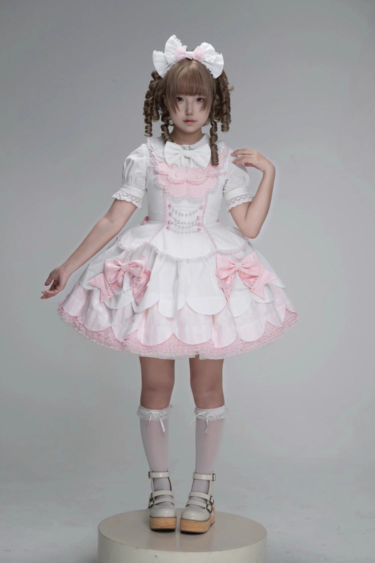 Lolita Jumper Skirt - White/pink, 2 Colors, Ruffled, Layered, Sweet Style - additional product view 9