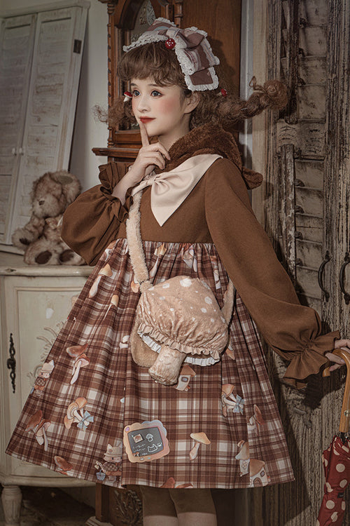 Lolita Lace Headbow - Chest Big, Brown, Printed, Sweet Style, Bow Detail - additional product view 3