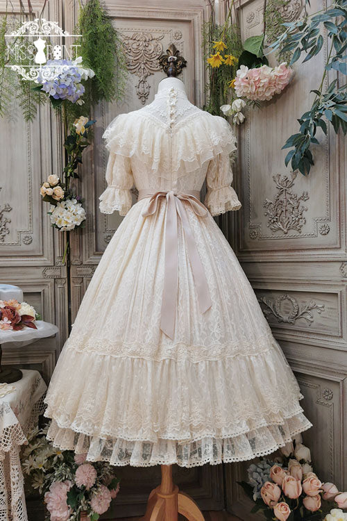 Lolita OP Dress - Elegant Vintage Rose Print, 3 Colors, Sweet Style, Bow Detail, Ruffled - additional product view 21