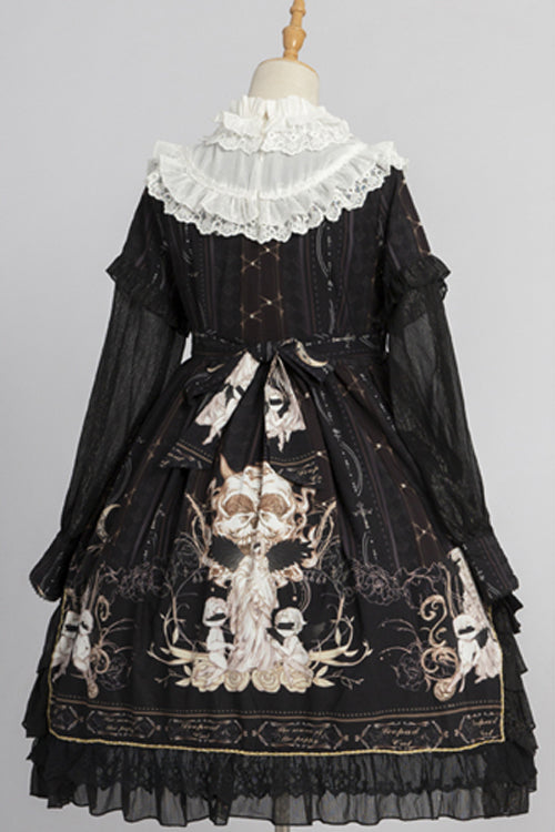 Lolita OP Dress - Round Collar Ruffled Reunion, 2 Colors, Classic Style, Printed - additional product view 10