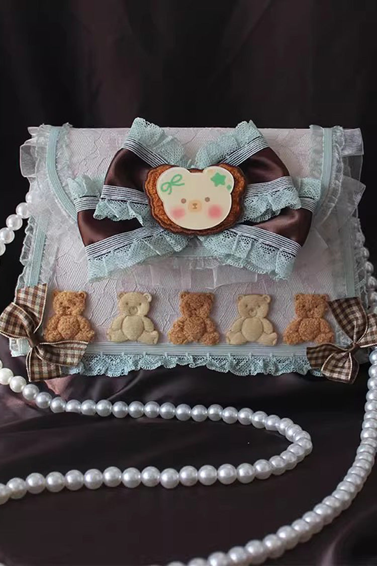Lolita Shoulder Bag - Mint Chocolate Little Bear, Mint-Chocolate, Sweet Style, Bow Detail - additional product view 4