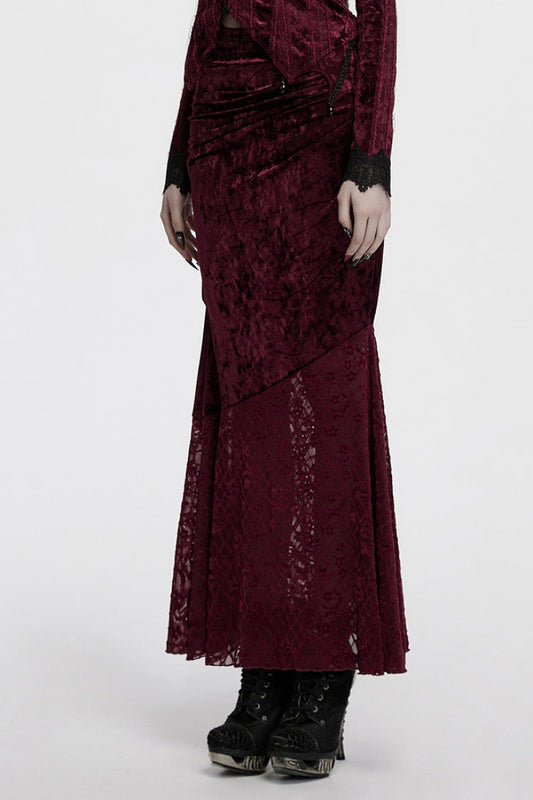 Lolita Skirt - Batwing Hollow, Red, Women's Style, Gothic Style, Lace Trim - additional product view 2