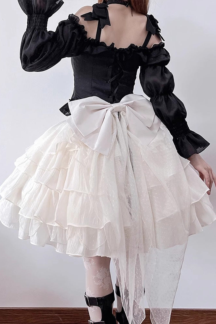 Lolita Skirt - Black/apricot Multi-layer, 2 Colors, Sweet Style, Ruffled - additional product view 5