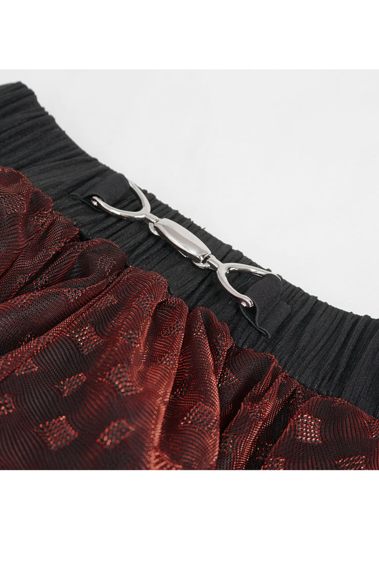 Lolita Skirt - Bright Mesh Metal Buckle, Red, Buckle Detail, Women's Style, Punk Style - additional product view 11