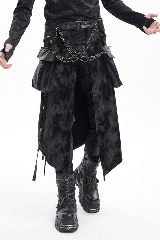 Lolita Skirt - Chain Rivet Buckle, Black, Buckle Detail, Men's Style, Gothic Style - additional product view 2