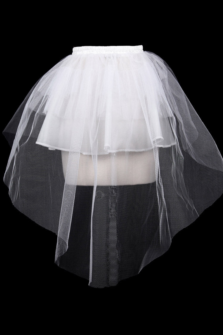 Lolita Skirt - Hard Mesh, White, High-Low Hem, Women's Style, Gothic Style - additional product view 3