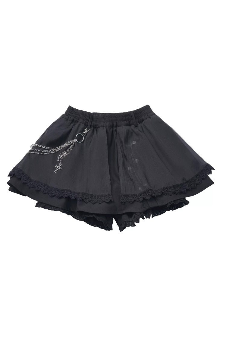 Lolita Skirt - Hymn Of The Cross, Black, Long Length, Short Length, Cross Detail - S Short Skirt / M Short Skirt / L Short Skirt option