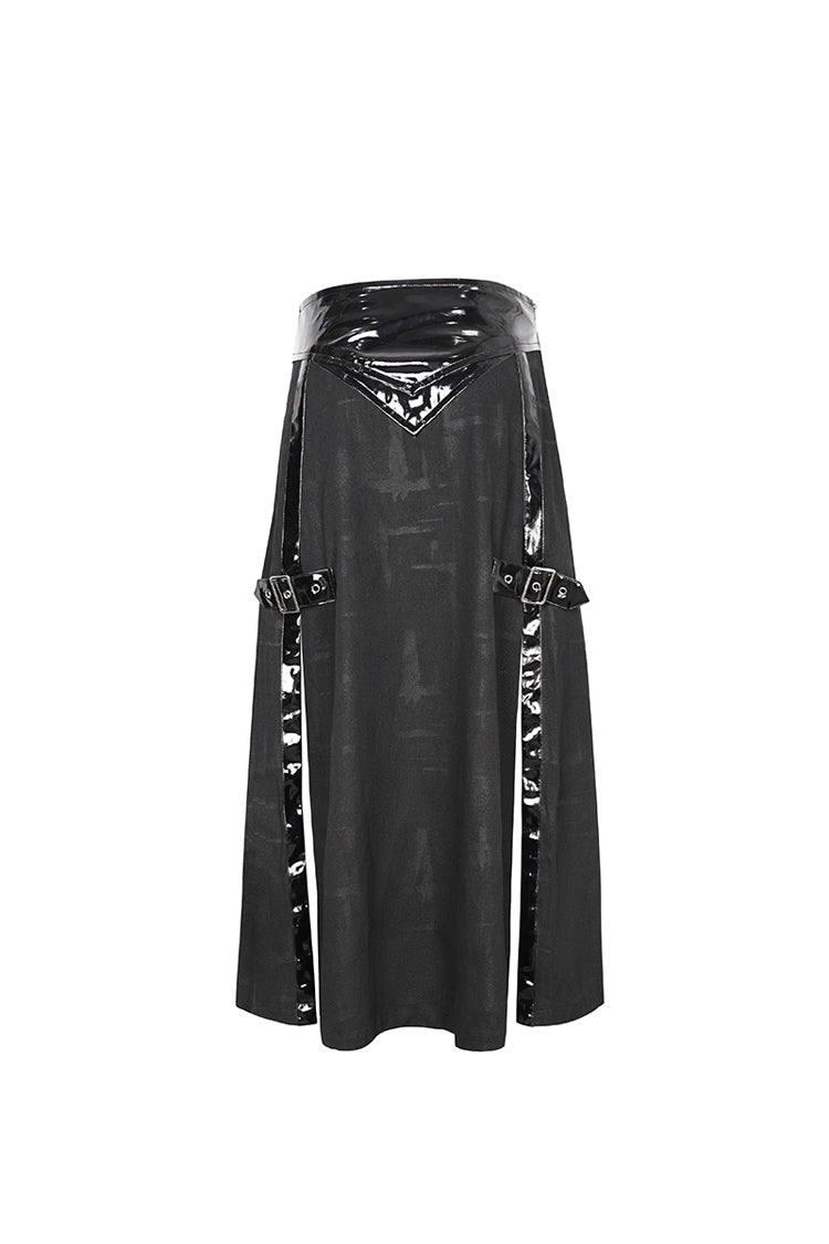 Lolita Skirt - Patent Leather Splice Split, Black, Zipper Detail, Buckle Detail - additional product view 10