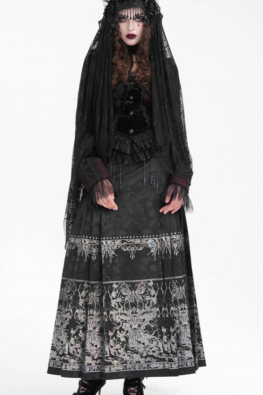 Lolita Skirt - Print, Black, Long Length, Women's Style, Gothic Style - additional product view 2