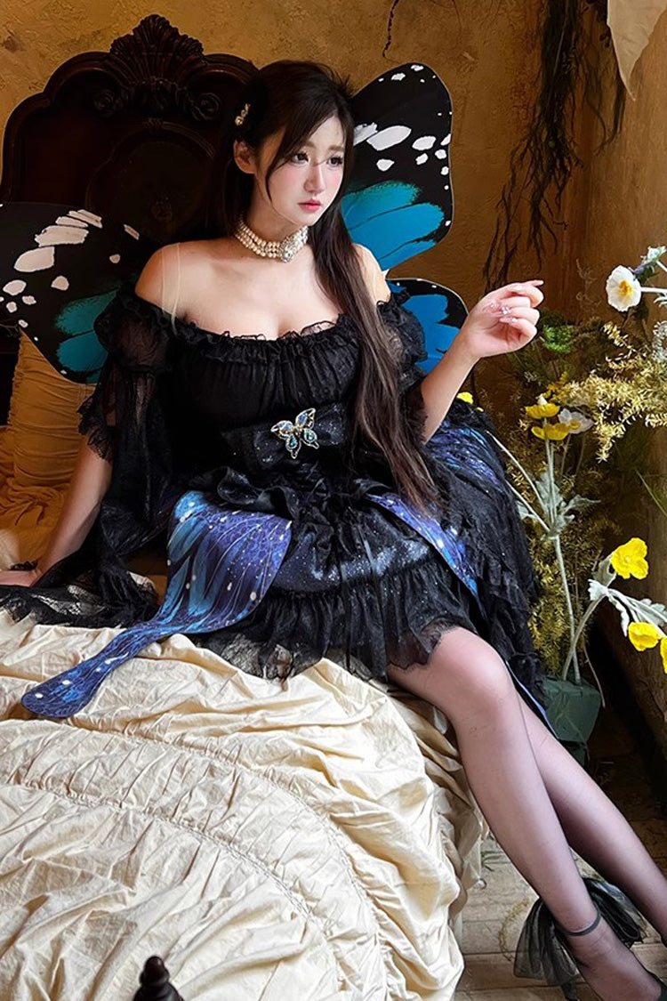 Lolita Skirt - Sparkling Butterfly, Black, Bow Detail, Printed, Sweet Style - additional product view 12