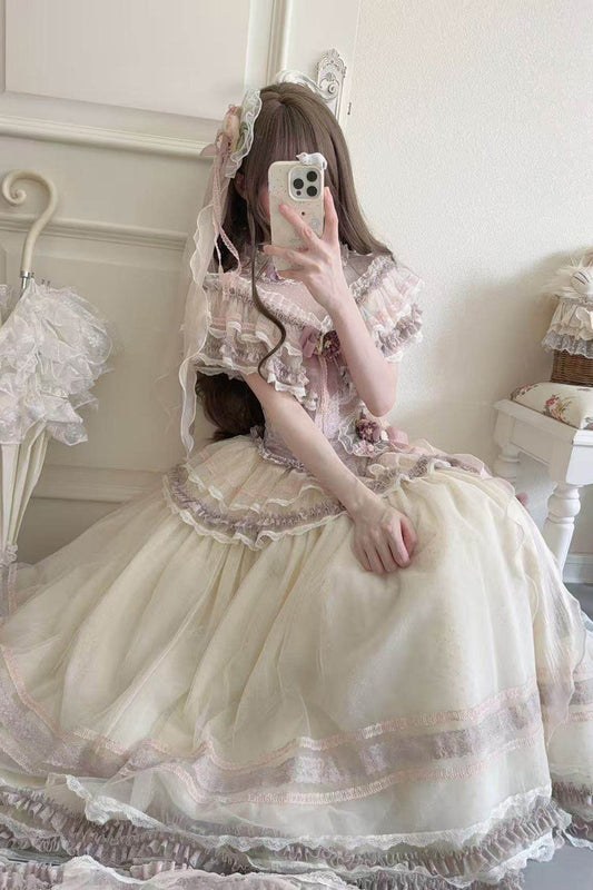 Lolita Skirt - Wisteria Poem, Purple, Lace Trim, Ruffled, Embroidered - additional product view 2