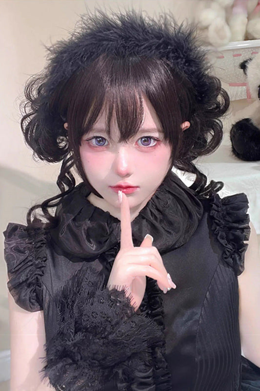 Lolita Wig - Dragon Whisker Bun Chinese Style, Black, Chinese-Inspired Style - additional product view 2