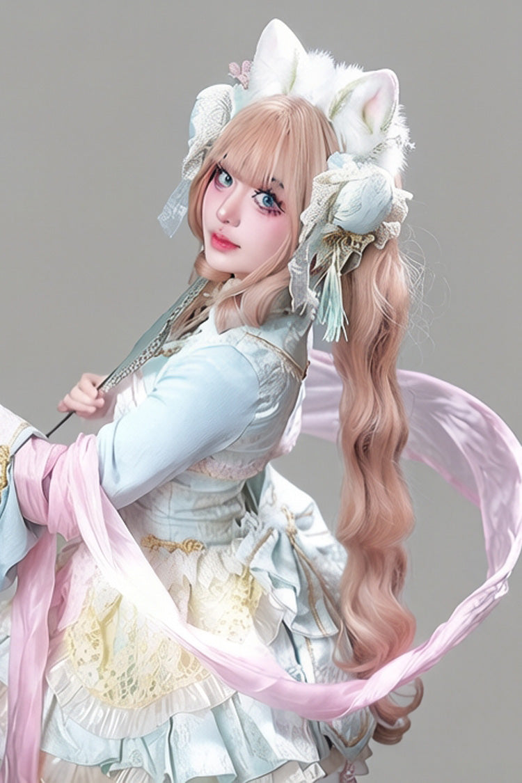 Long Wavy Lolita Wig - Creamy Gold Soft Waves, Gold, Sweet Style - additional product view 4