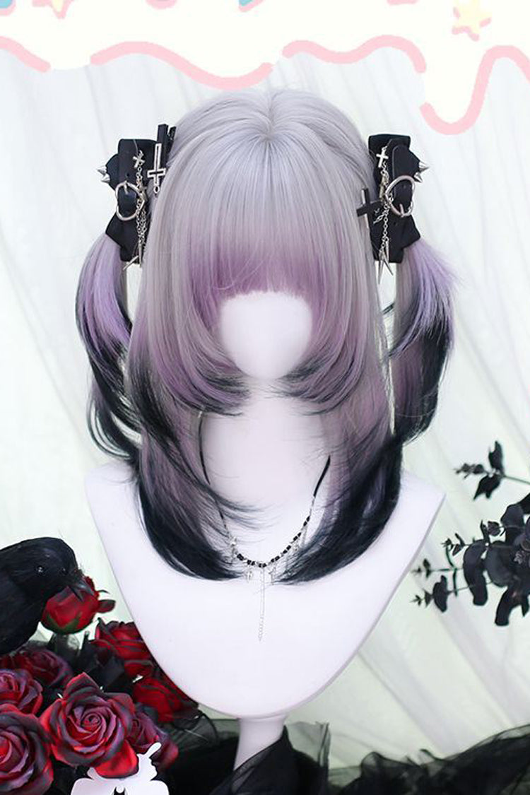 Long Wavy Lolita Wig - Gradient Air Bangs, Purple, Sweet Style - additional product view 2