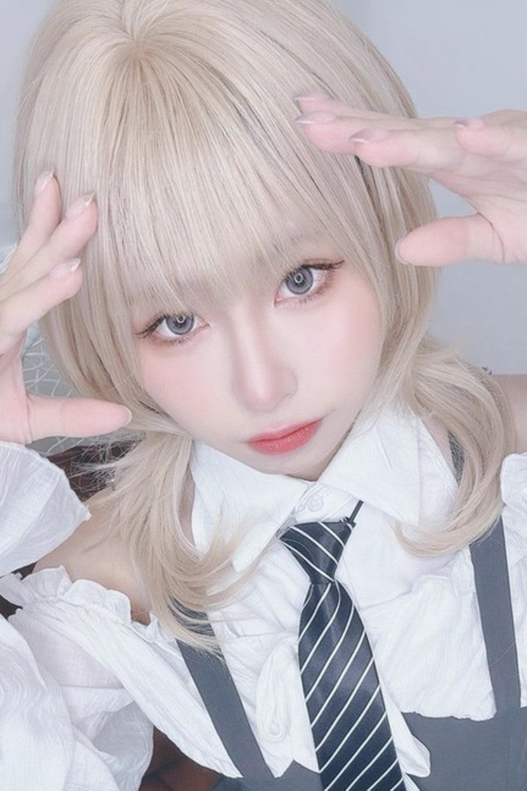 Long Wavy Lolita Wig - Outward Curl Light Wispy Bangs, 2 Colors, Sweet Style - additional product view 4