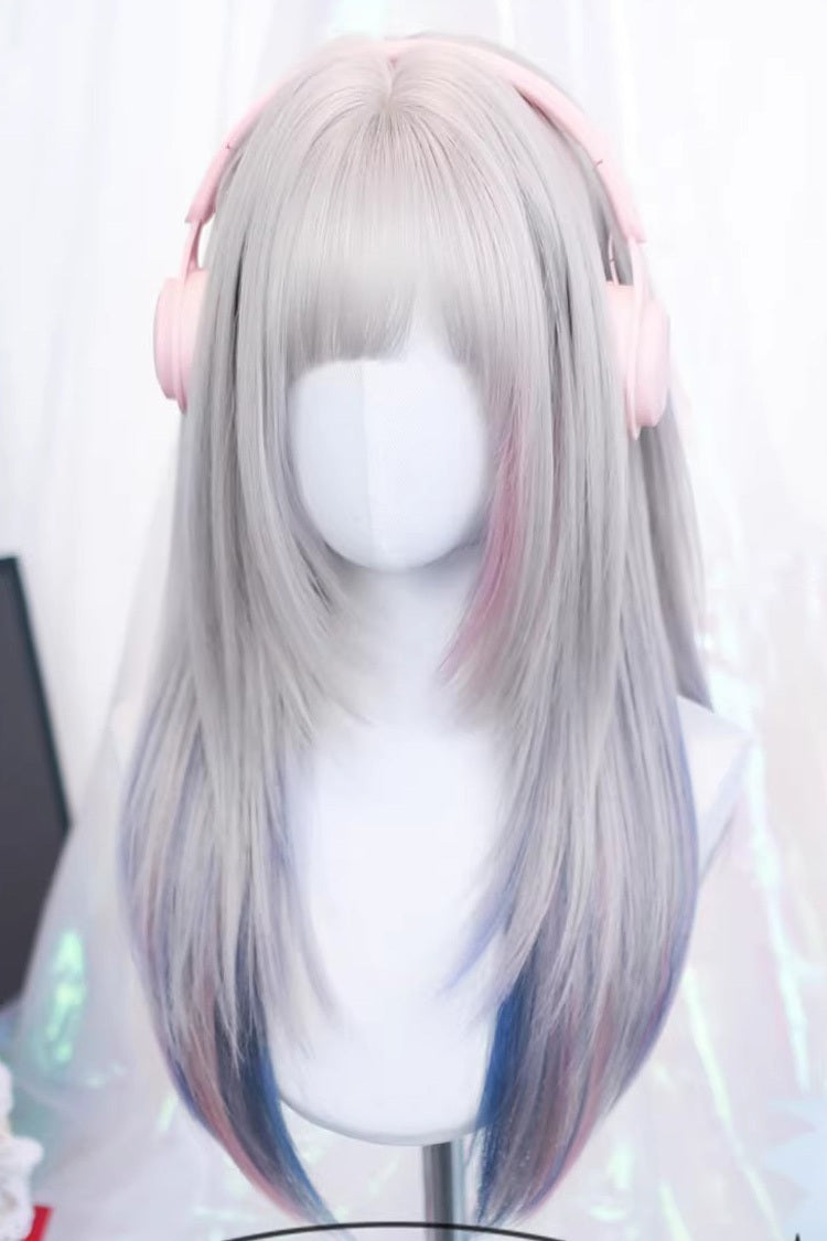 Long Wavy Lolita Wig - Pastel Silver Gray Pink Blue, 4 Colors, Sweet Style - additional product view 2