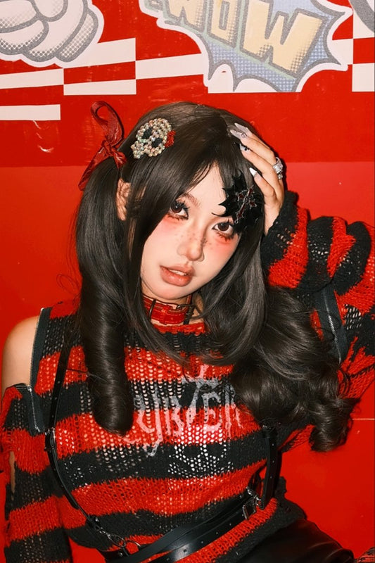 Long Wavy Lolita Wig - Tea Cool Twintails With, Brown, Sweet Style - additional product view 2