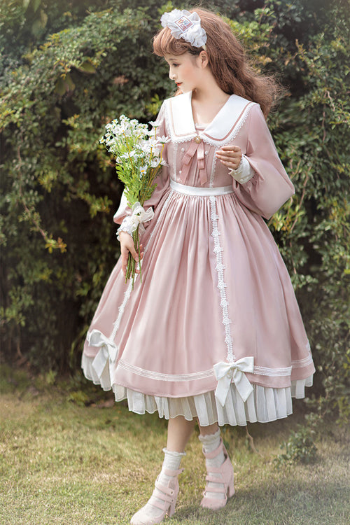 One-Piece Lolita Dress - Doll Collar Lantern Sleeves High, 2 Colors, Sweet Style - additional product view 6