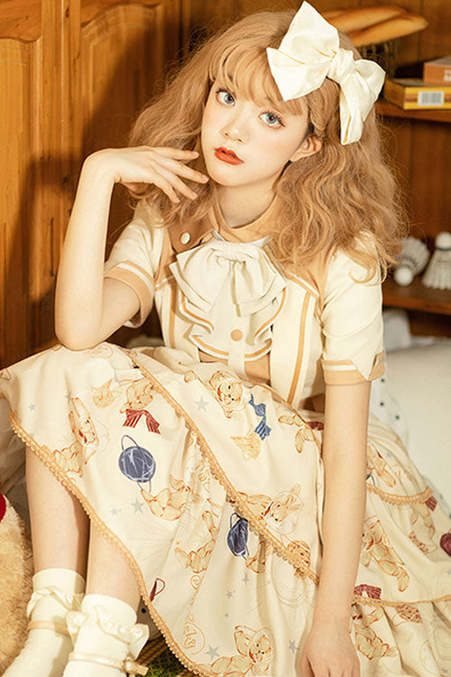 One-Piece Lolita Dress - Multi-color Bunny Astronaut, Multi-Color, Sweet Style, Printed - additional product view 3