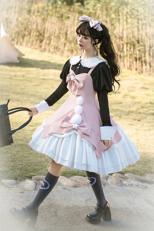Ouji Fashion Set - Cute Girl Doll Collar, 3 Colors, Sweet Style - S Pink/Black / M Pink/Black / L Pink/Black option