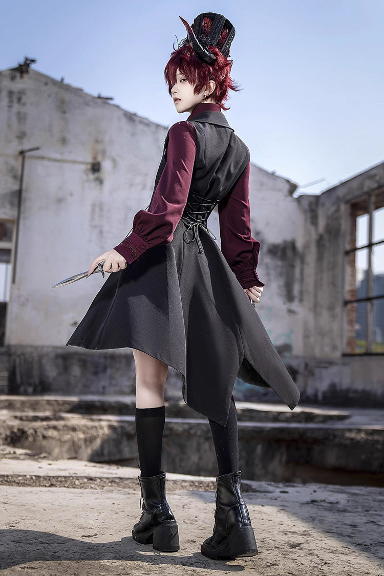Ouji Prince Fashion Blouse - Lapel Collar Embroidery Slim, Red, Gothic Style, Embroidered - additional product view 12