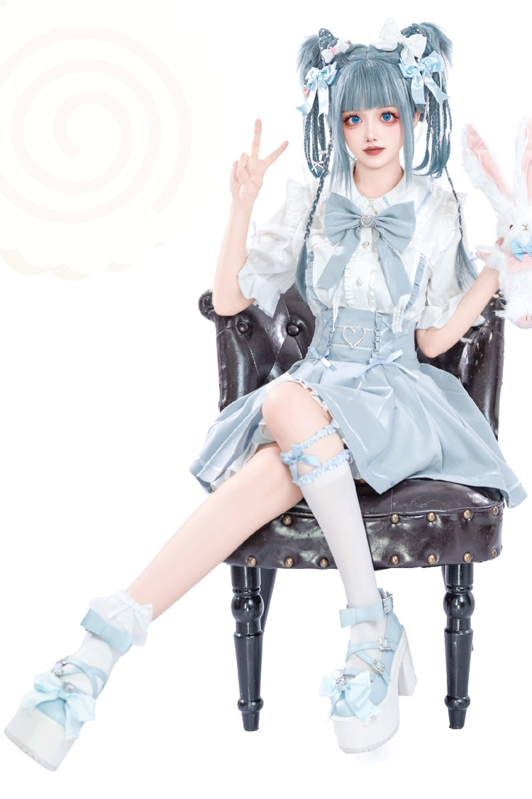 Punk T-Shirt - White/blue, 2 Colors, Ruffled - Gothic Layering Piece - additional product view 5