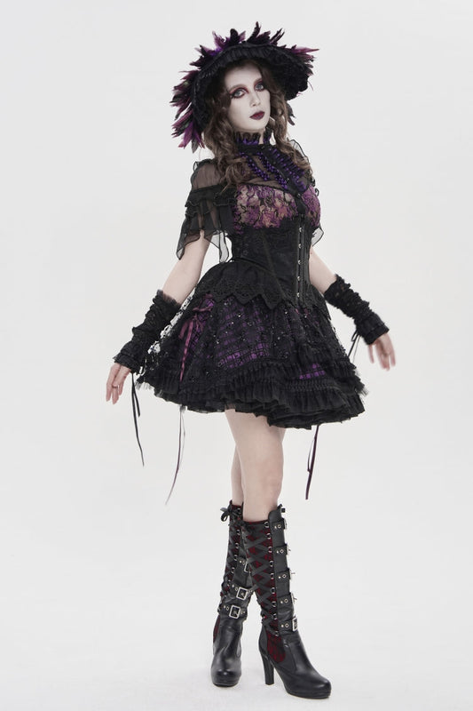 Ruffled Lolita Skirt - Black/purple Multi-layered, 2 Colors, Women's Style, Gothic Style - additional product view 2