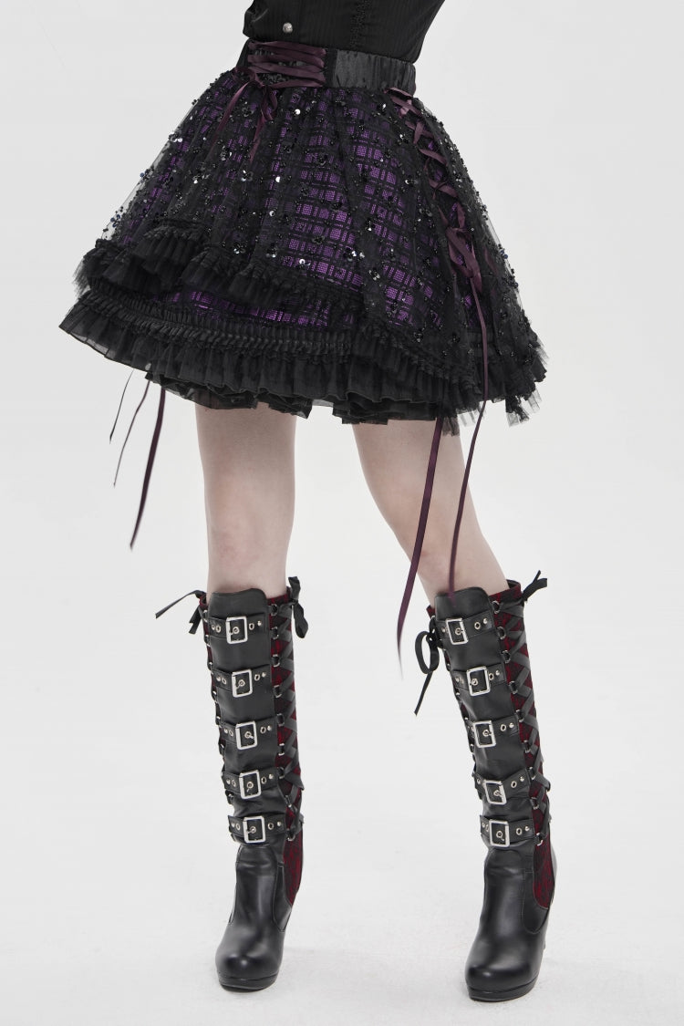 Ruffled Lolita Skirt - Black/purple Multi-layered, 2 Colors, Women's Style, Gothic Style - additional product view 10