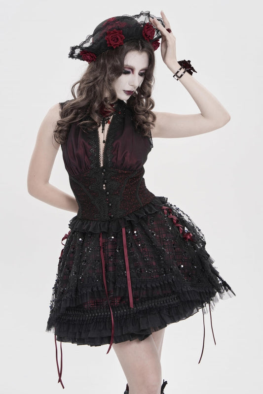 Ruffled Lolita Skirt - Black/red Multi-layered, 2 Colors, Women's Style, Gothic Style - additional product view 2