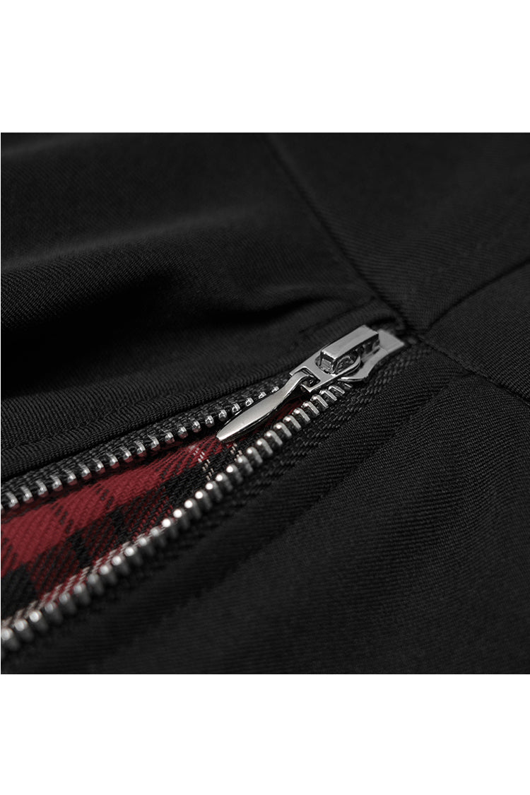 Ruffled Lolita Skirt - Black/red Splice Plaid Metal, 2 Colors, Pleated, Plaid - additional product view 7