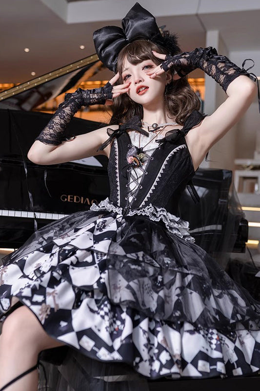 Ruffled Lolita Skirt - Board Games, 2 Colors, Printed, Layered, Ruffled - additional product view 2