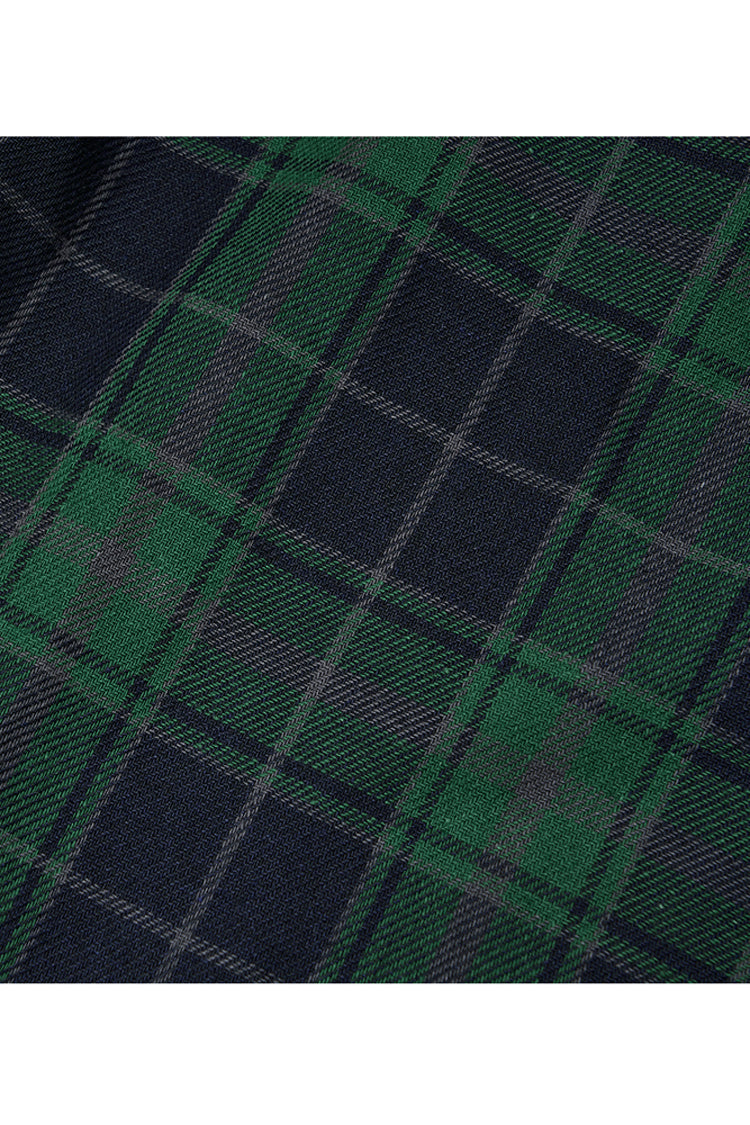 Ruffled Lolita Skirt - Cotton Splicing Mesh Plaid, Green, Plaid, Short Length - additional product view 9