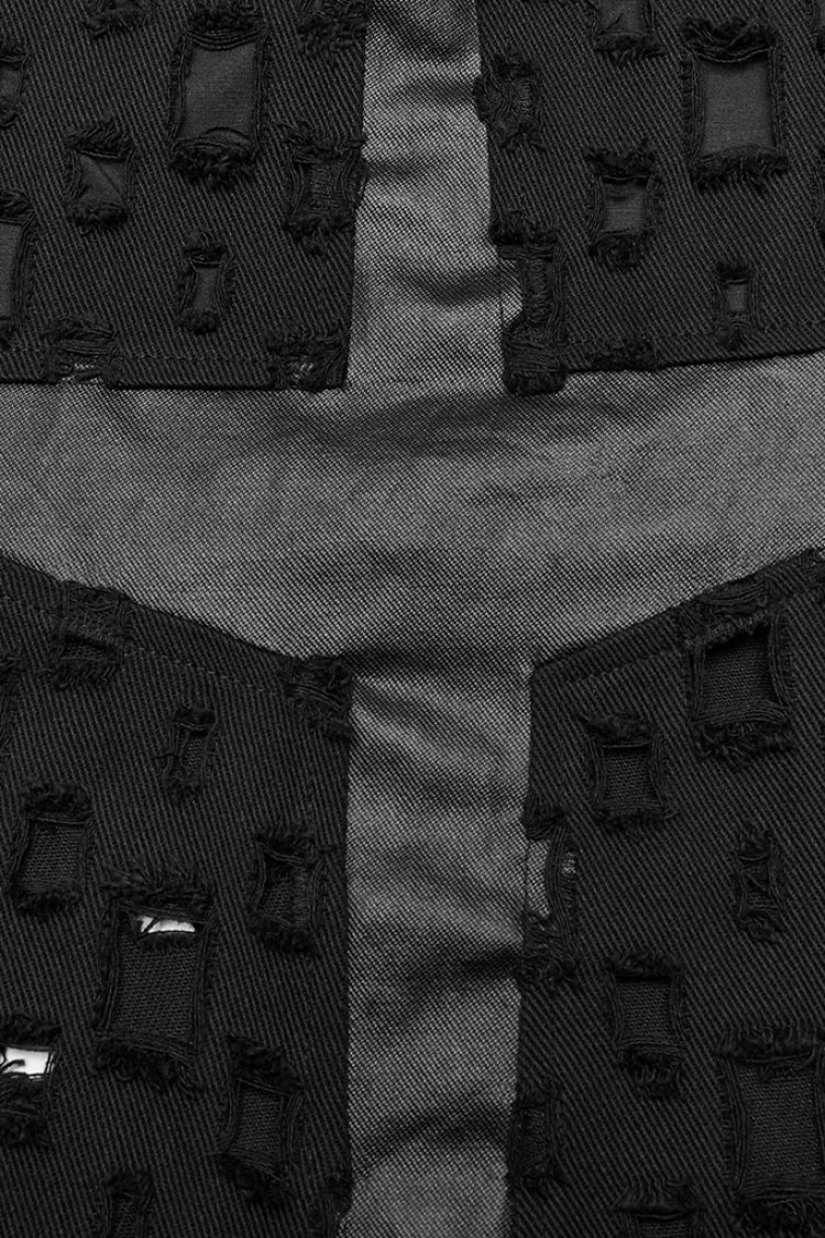 Ruffled Lolita Skirt - Hollow Cross-taped Stitching, Black, Women's Style, Cross Detail - additional product view 8