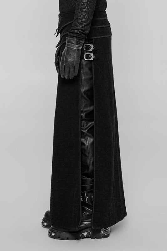 Ruffled Lolita Skirt - Jacquard, Black, Buckle Detail, Men's Style, Embroidered - additional product view 2