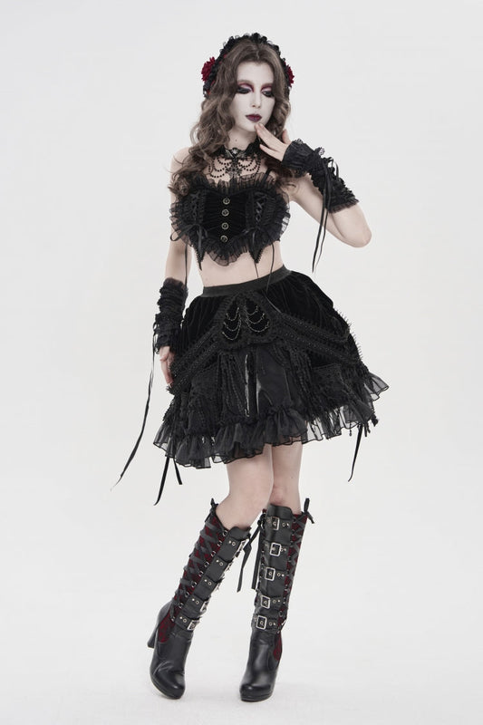 Ruffled Lolita Skirt - Multi-layered Tassels, Black, Women's Style, Gothic Style - additional product view 2