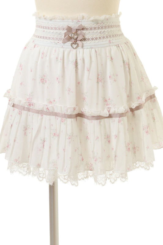 Ruffled Lolita Skirt - Off Shoulder, Ivory, Long Sleeves, Sweet Style, Bow Detail - additional product view 2