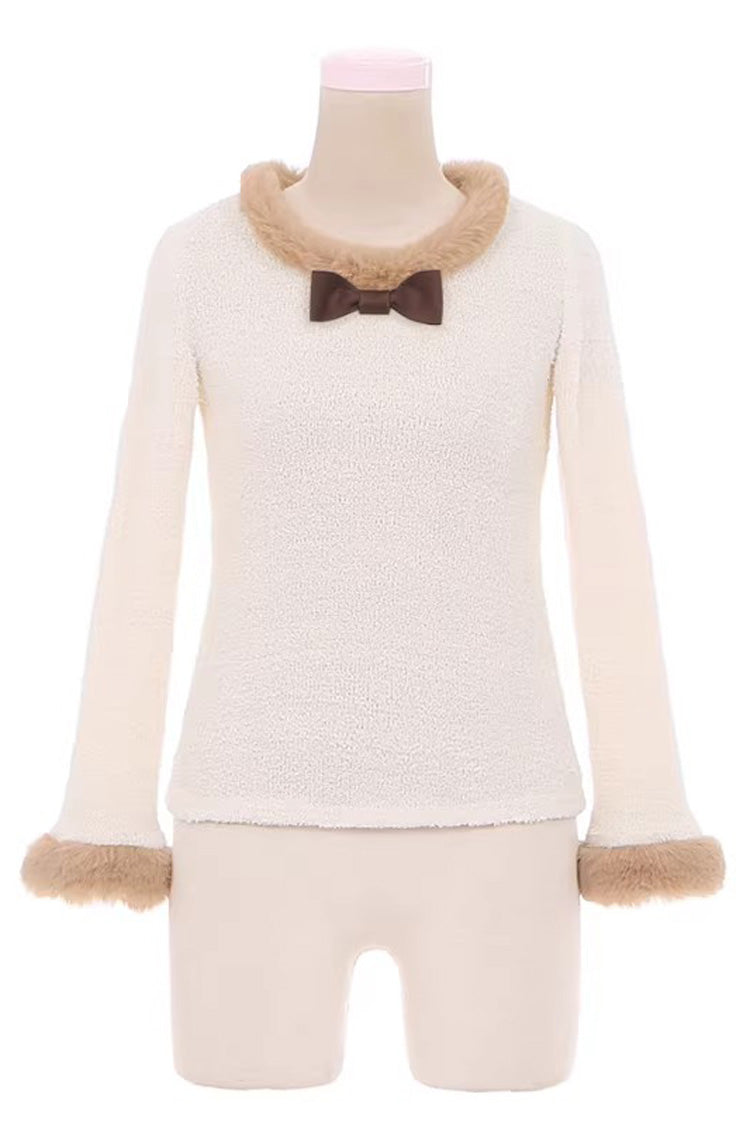 Sweet Lolita Dress - Bunny Transformation, 4 Colors, Detachable Detail, Layered - S White/Brown-Blouse / M White/Brown-Blouse / L White/Brown-Blouse option
