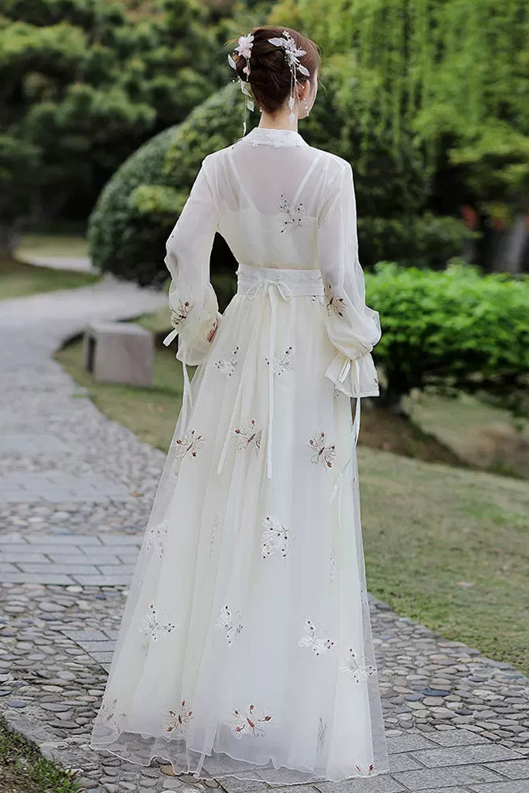 Sweet Lolita Dress - Butterfly Embroidery Gorgeous, White, Women's Style, Embroidered - additional product view 4