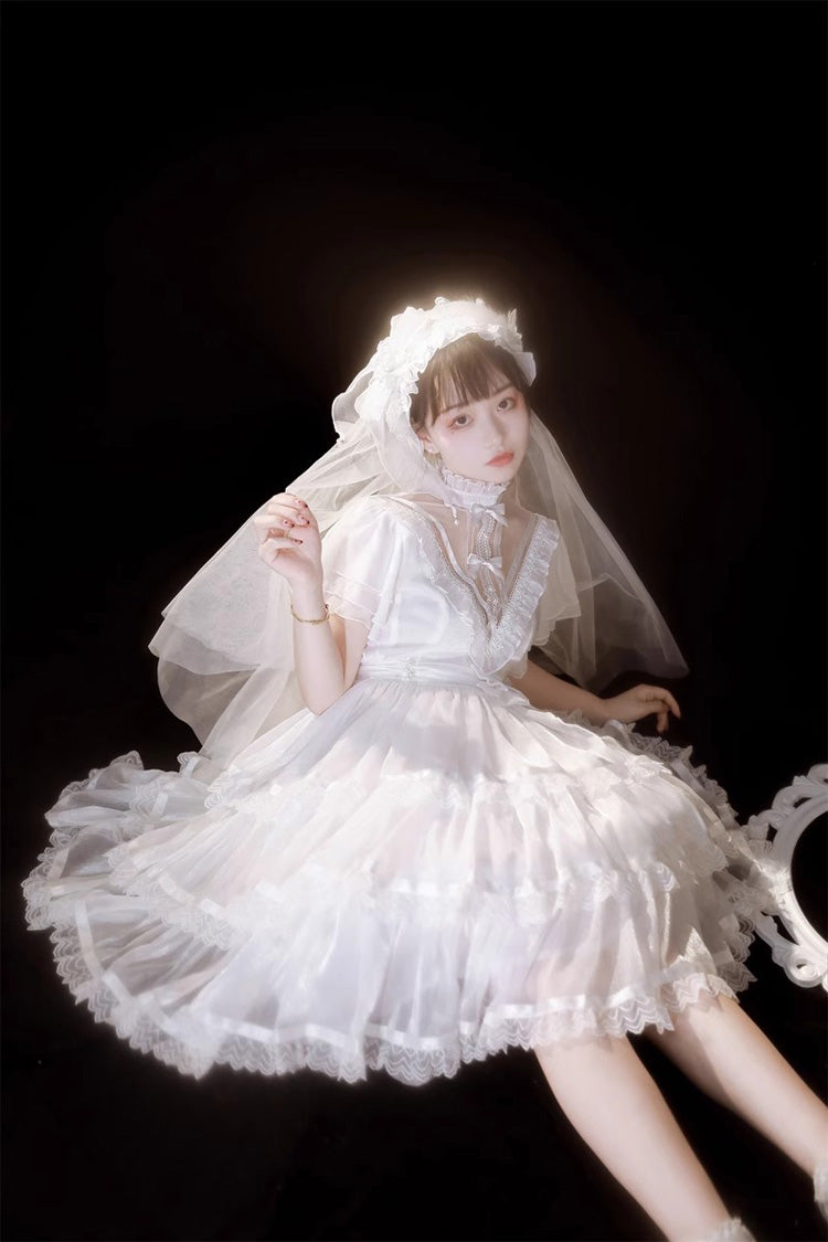 Sweet Lolita Dress - Castle Night High Waisted, White, High Waist, Layered, Gothic Style - additional product view 5