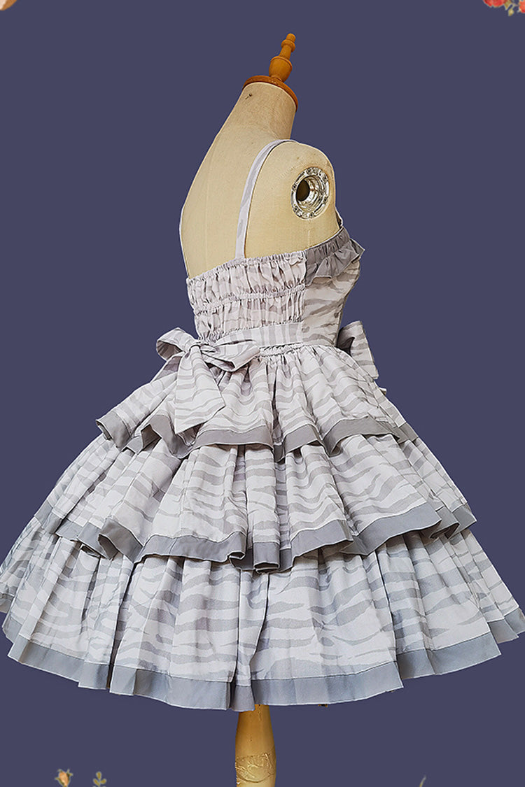 Sweet Lolita Dress - Cloth Cat, Gray, Bow Detail, Ruffled, Printed - additional product view 7