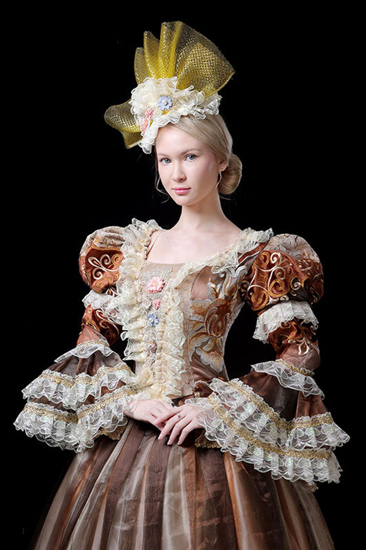 Sweet Lolita Dress - Coffee Multi-layer Trumpet, Coffee, High Waist, Victorian Style - additional product view 5