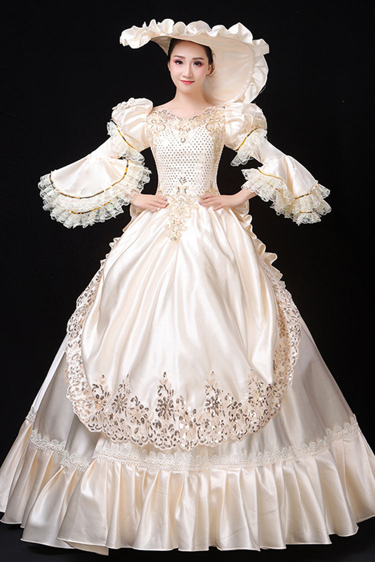 Sweet Lolita Dress - Court Style High Waisted Flowers, White, High Waist, Classic Style - additional product view 5